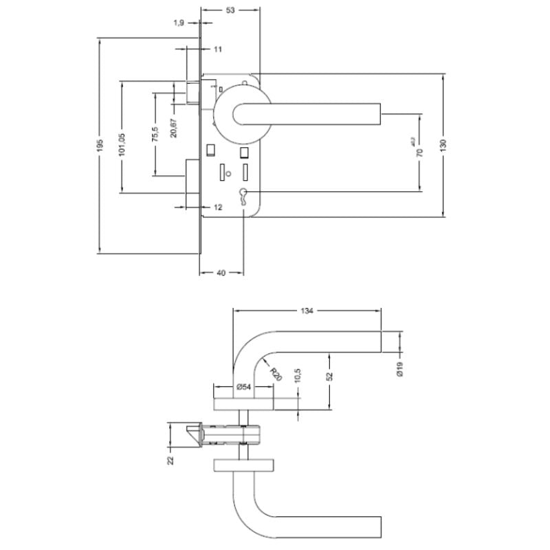 Cerradura Embutida Firenze B40 Dormitorio