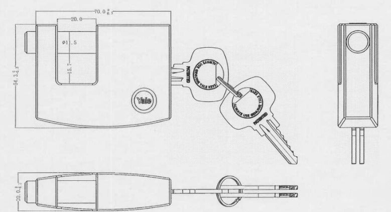 Candado Profesional Y124 Cortina - 70mm
