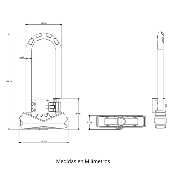 Candado Bicicleta U-Lock 28,5cm