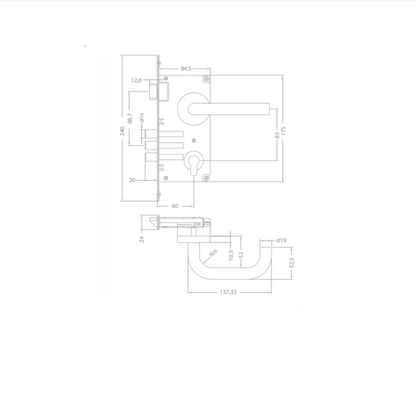 Cerradura Embutida Roma B40 Baño