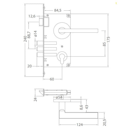 Cerradura Embutida Milano B40 Baño