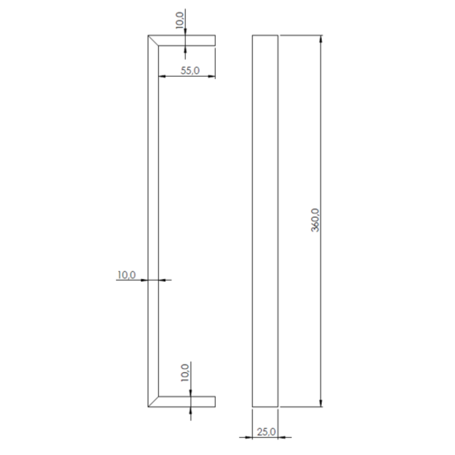 Manillón Milano Acceso Simple 36cm + Tope 1/2 Luna