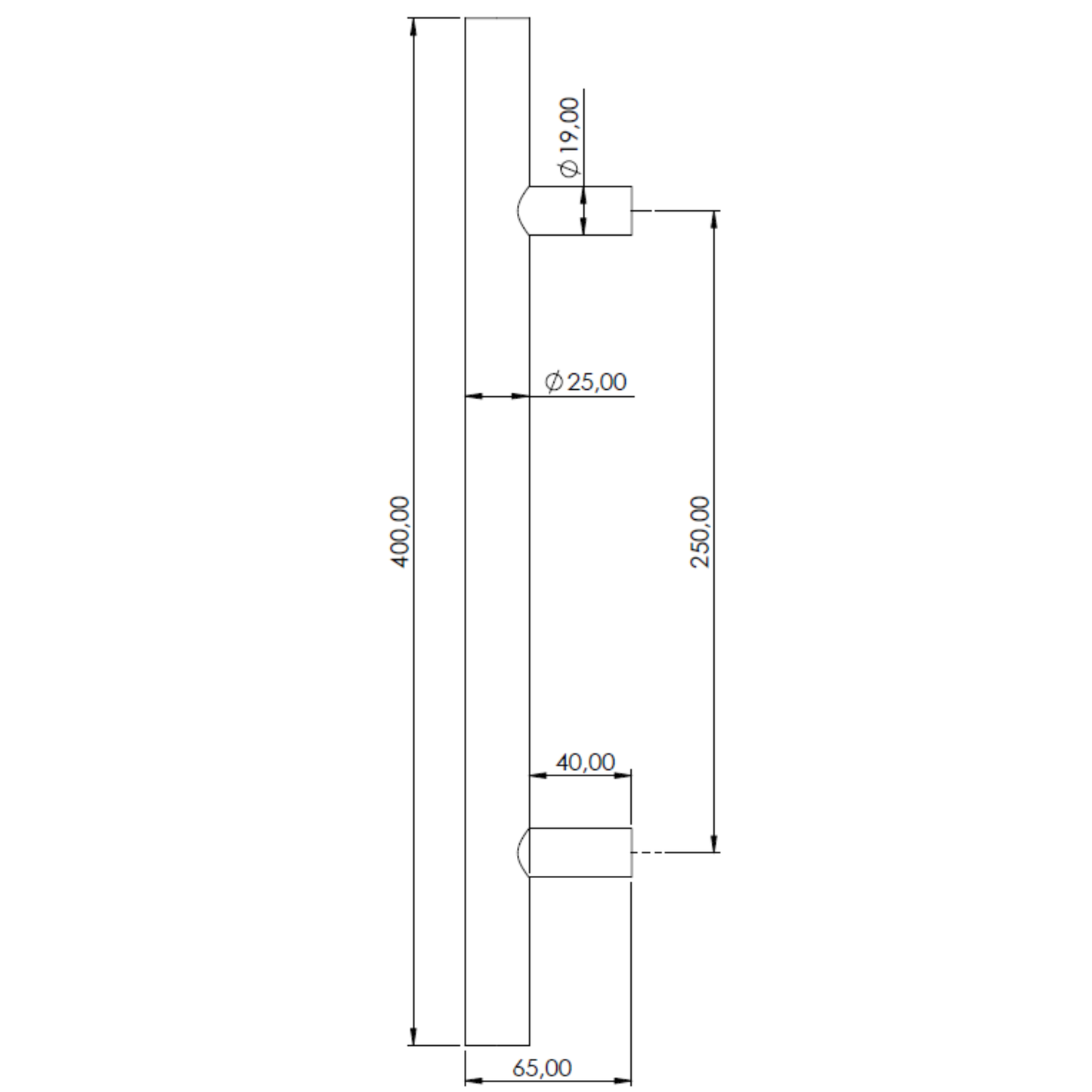 Manillón Toscana Acceso Simple 40cm + Tope 1/2 Luna
